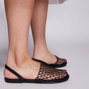 Simmi London Black Mesh Slingback Flats - SIZE 7